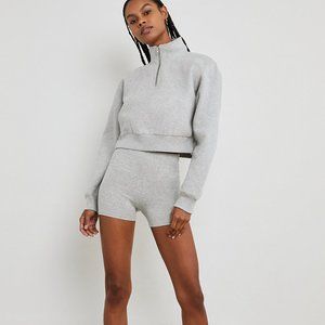 Tna Cozy Fleece Perfect 1/4 Zip Sweatshirt in Heather Chrome